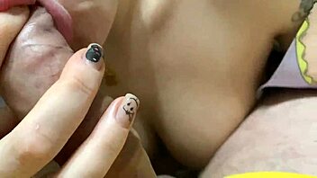 Sucking dildo while husband away after blowjob with cum