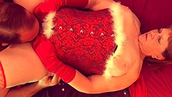 Granny's holiday orgasm with hardcore licking and cum in lingerie