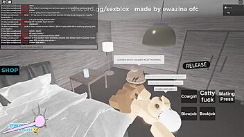 Big tit cowgirl ride in 57th Roblox game