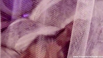 skinny wife relaxes with toys at home