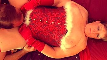 Granny's holiday orgasm with hardcore licking and cum in lingerie