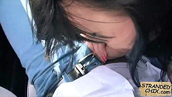 POV video of hitchhiker's secret sex encounter with a stunning teen