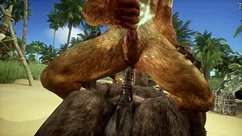 Minotaur fucks lion anally, cums in mouth, rimjob included