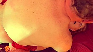 Granny's holiday orgasm with hardcore licking and cum in lingerie