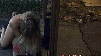 stranded teen roughly fucked outdoors bound in bondage