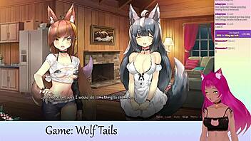 Vtuber Lewdneko Plays Wolf Tails Part 2 With Big Tits