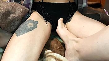 homemade lesbian sex while watching a film leads to intense orgasms