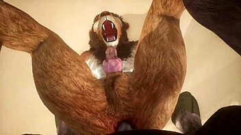 Minotaur mates with lion and ejaculates in its mouth - Gay furry porn