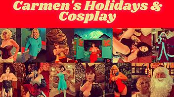 Granny's holiday orgasm with hardcore licking and cum in lingerie