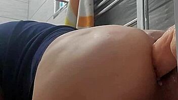 Gay Anal Play with Dildo Stretching Tight Hole in Raw Action.