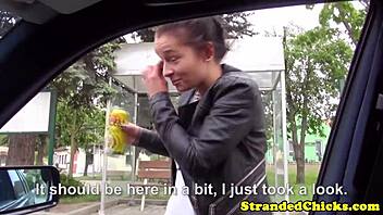 stranded czech amateur with pierced pussy slammed hard in public car