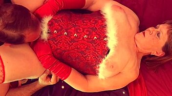 Granny's holiday orgasm with hardcore licking and cum in lingerie
