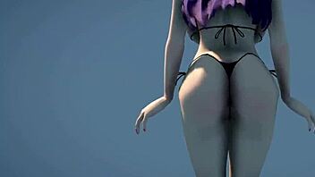 Bikini babe's seductive dance with ample assets
