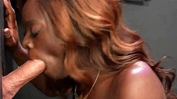 Ana Foxxx sucks white cock at gloryhole