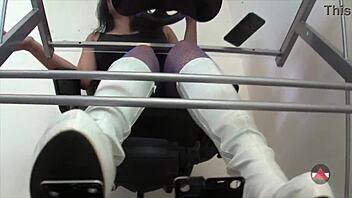 Leather femdom contest features boot domination, ass licking, and foot worship.