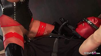 milf jasmine black dominates slave in latex femdom