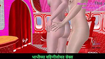 Beautiful couple says, 'enjoy this foreplay,' in Marathi 3D cartoon porn