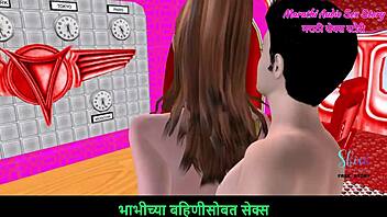 Marathi audio narrated erotic tale - A sensual animated 3D adult cartoon featuring a lovely duo indulging in foreplay
