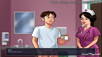 horny nurse in summertime saga teases with sensual blowjob