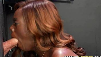 Ana Foxxx sucks white cock at gloryhole