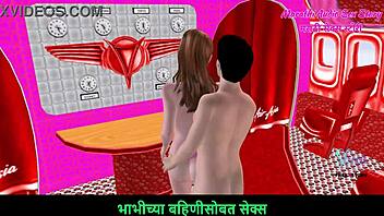 Beautiful couple says, 'enjoy this foreplay,' in Marathi 3D cartoon porn