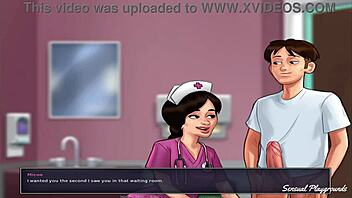 horny nurse in summertime saga teases with sensual blowjob