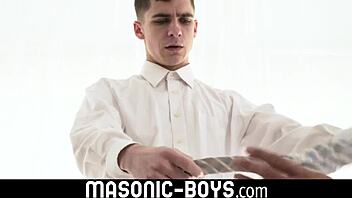 twink gets jerked off and fed his cum 😈 masonic boys