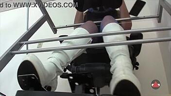 Leather femdom contest features boot domination, ass licking, and foot worship.