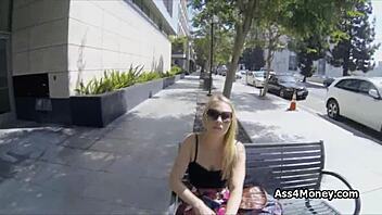 Teen barista spreads wide for cock and cash