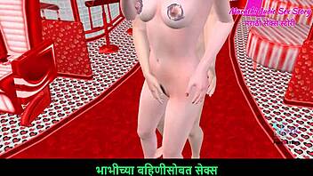 Beautiful couple says, 'enjoy this foreplay,' in Marathi 3D cartoon porn