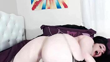 On my knees, the latina milf uses a dildo for assfucking.