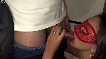 my girlfriend's ass kissed and choked while deepthroating old guy after party