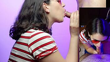 Cum cleaning and facial for red lens lovers
