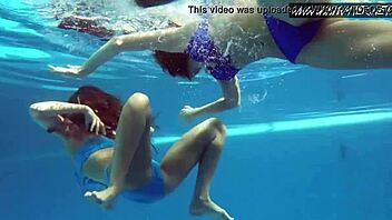 Wow, Mia Ferrari and Lina Mercury dive into hot lesbian anal action in the bath!