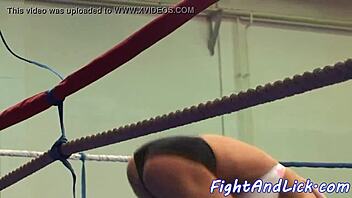 Amateur European lesbians engage in fake tits wrestling match