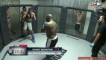 BRUNETTE SLUT WITH BIG TITS FUCKS BOXER IN RING!