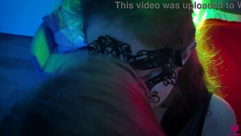 Lesbian kissing and stripping in high heels
