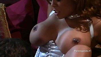 Alexis amore's pierced big boobs bounce while she rides a cock