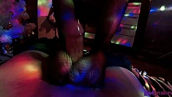 goth neighbor warms dick with legs