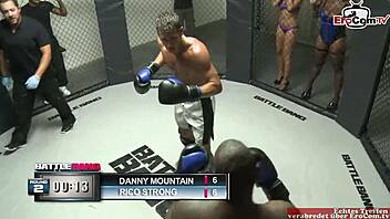 BRUNETTE SLUT WITH BIG TITS FUCKS BOXER IN RING!