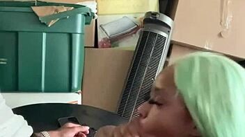 My neighbor helped me move, so I paid with deepthroat on his big black cock