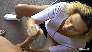 Milf joey lynn's pussy gets wet from handjob