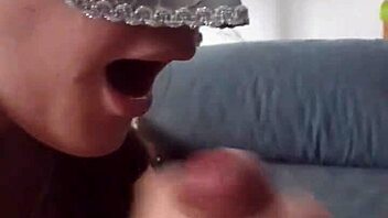 Masturbation and blowjob in one video