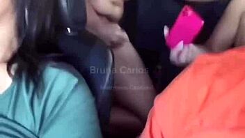 Slut Couldn't Resist And Fucked Boss In Car While Friends Drove