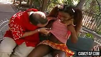 black teen 18+ enjoys outdoor hardcore fucking session