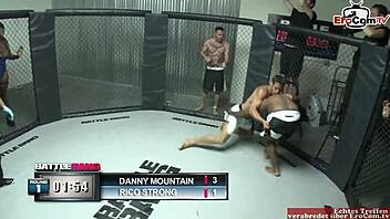 BRUNETTE SLUT WITH BIG TITS FUCKS BOXER IN RING!