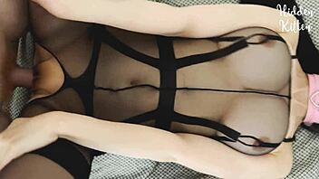 Busty Brunette Babe Caught Riding Hard in Bodysuit, Damn! 😳