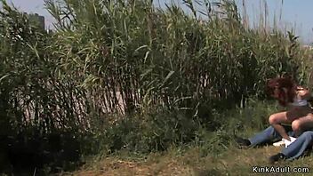 Ever seen a redhead bound and banged hard in public van?