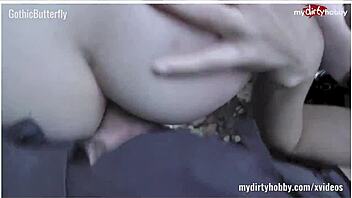 Goth Girl Fucks Outdoors at Fetish Shoot!