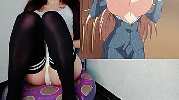 A man in female-dominated college engages in sexual activity with a woman - Hentai with laughter